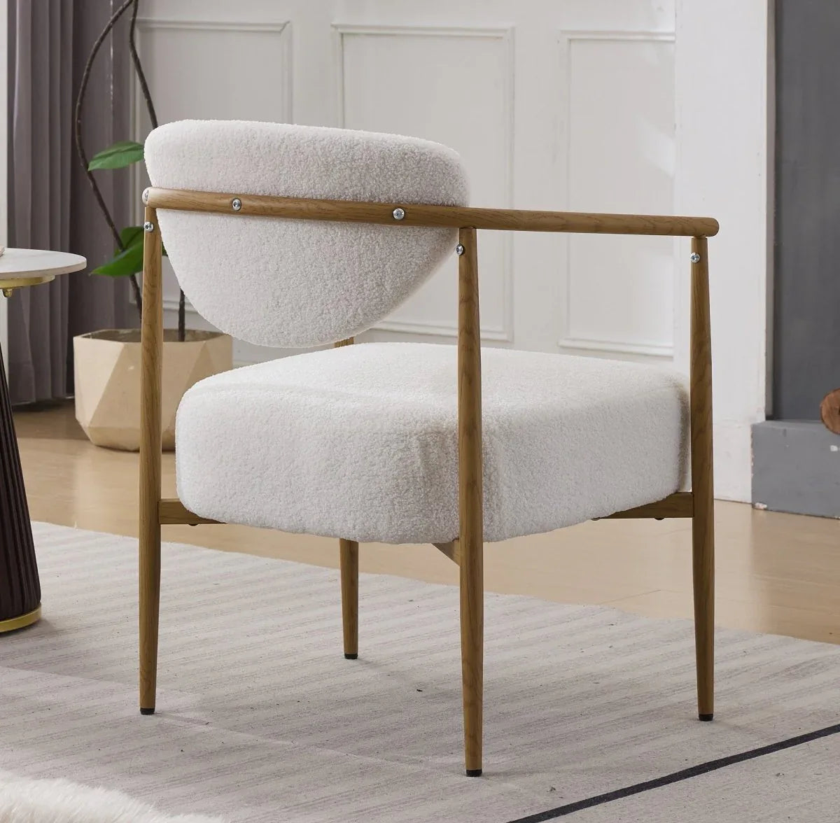 White Teddy Velvet Dining Room Chair With Foam Seat - Omega Lifestyles