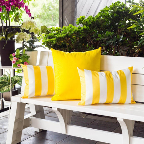 Yellow Weather Resistant Polyester Indoor Outdoor Pillow 14x20 - Restanew - Omega Lifestyles