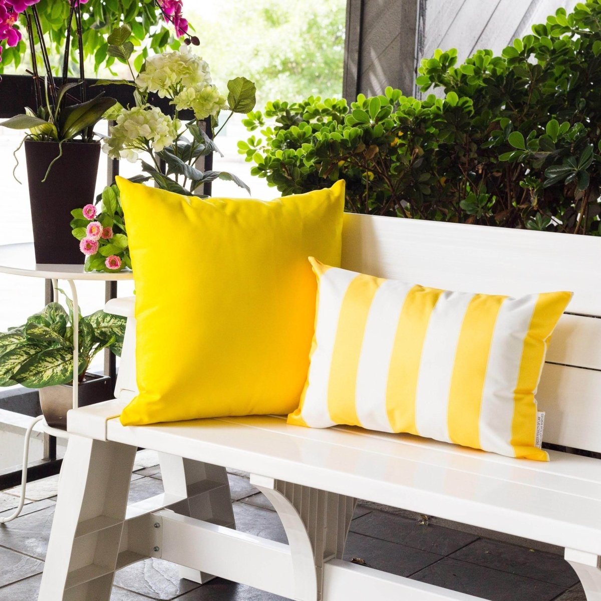 Yellow Weather Resistant Polyester Indoor Outdoor Pillow 14x20 - Restanew - Omega Lifestyles