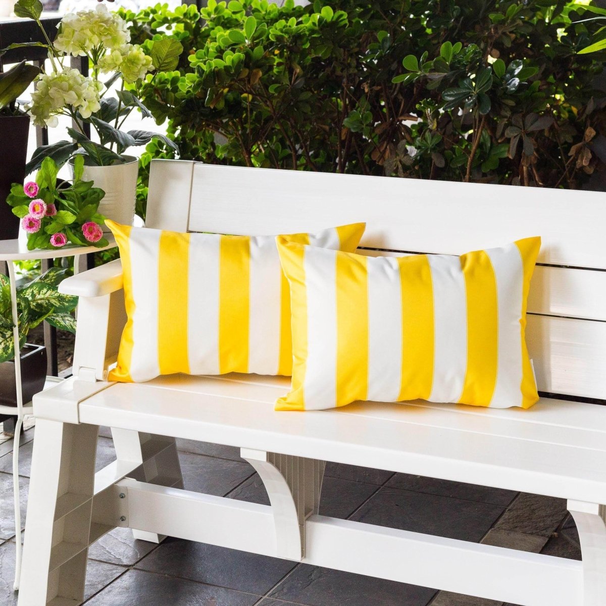 Yellow Weather Resistant Polyester Indoor Outdoor Pillow 14x20 - Restanew - Omega Lifestyles
