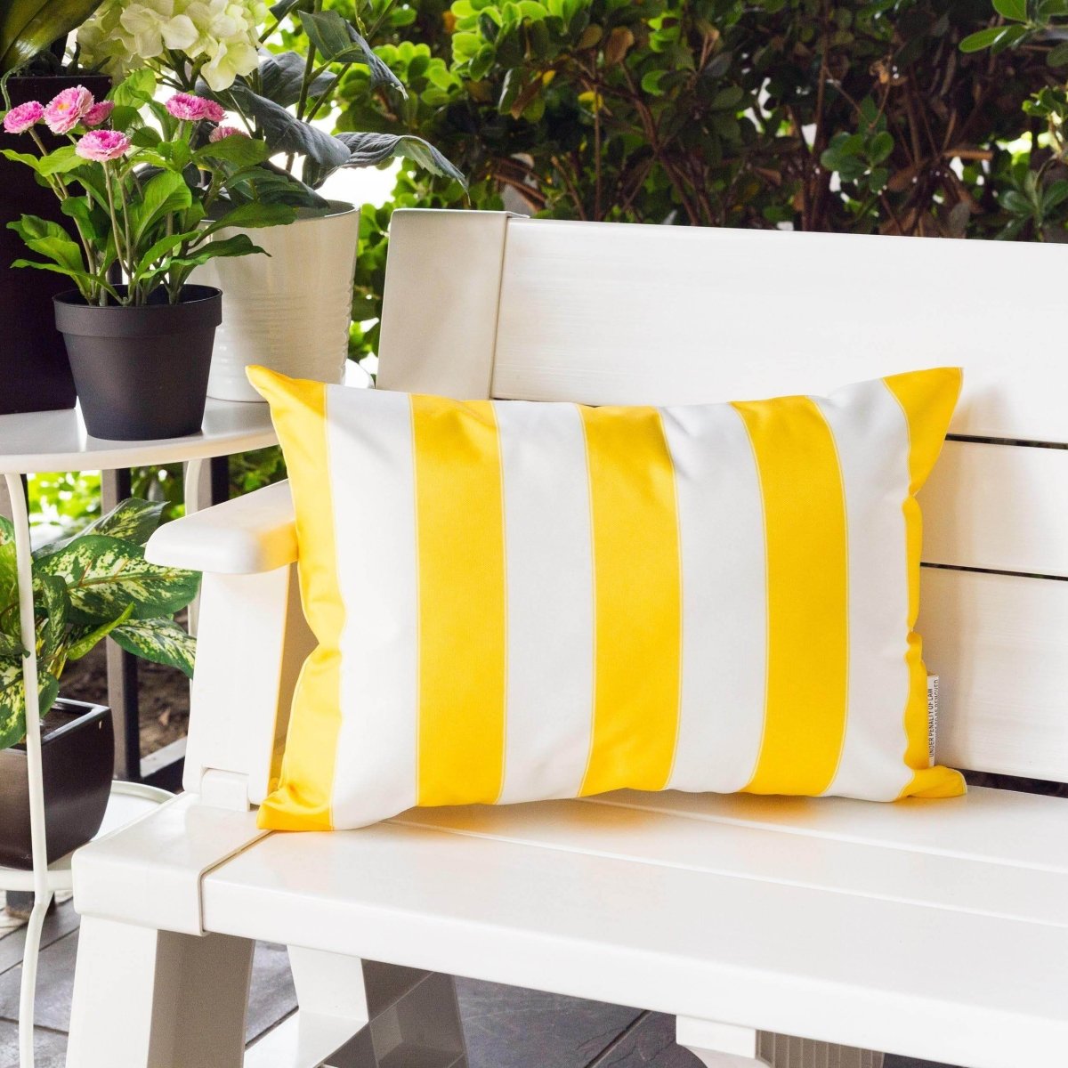 Yellow Weather Resistant Polyester Indoor Outdoor Pillow 14x20 - Restanew - Omega Lifestyles