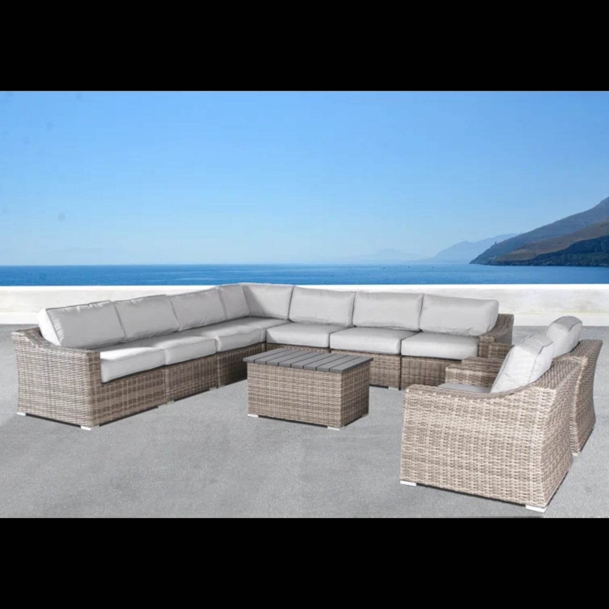 10 - Piece 8 - Person Outdoor Aluminum Wicker Seating Set With Cushions - Serenova - Omega Lifestyles