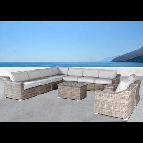 10 - Piece 8 - Person Outdoor Aluminum Wicker Seating Set With Cushions - Serenova - Omega Lifestyles