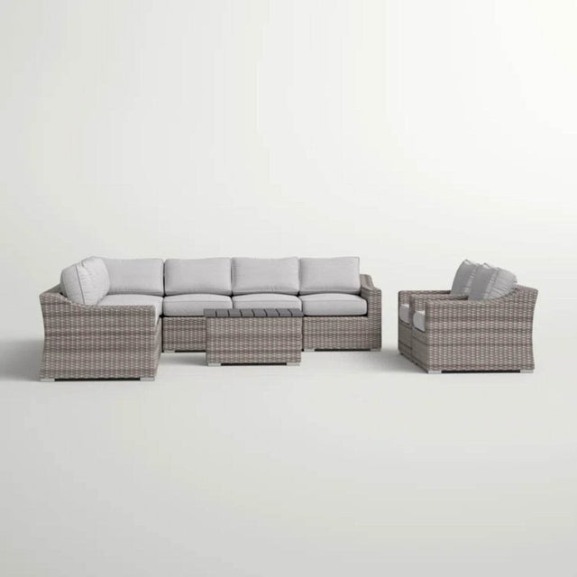 10 - Piece 8 - Person Outdoor Aluminum Wicker Seating Set With Cushions - Serenova - Omega Lifestyles