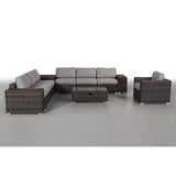 11 - Piece Outdoor Espresso Wicker Sectional Seating Set With Cushions - Serenova - Omega Lifestyles