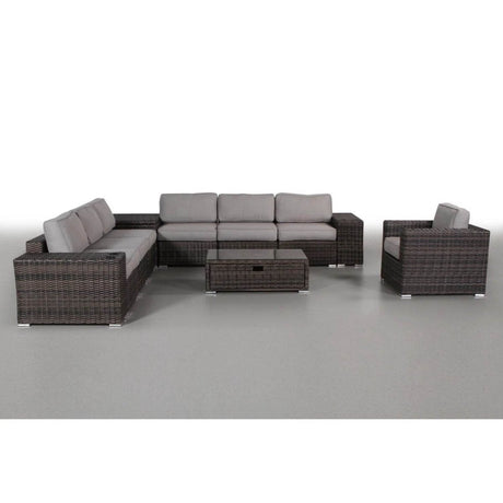 11 - Piece Outdoor Espresso Wicker Sectional Seating Set With Cushions - Serenova - Omega Lifestyles