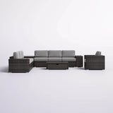 11 - Piece Outdoor Espresso Wicker Sectional Seating Set With Cushions - Serenova - Omega Lifestyles