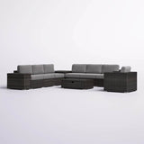 11 - Piece Outdoor Espresso Wicker Sectional Seating Set With Cushions - Serenova - Omega Lifestyles