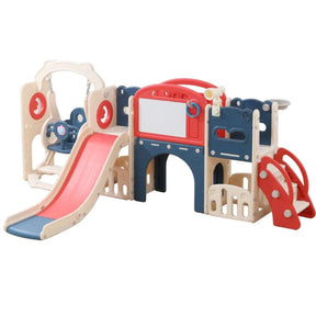12-in-1 Toddler Indoor Outdoor Playset With Swing Slide - Omega Lifestyles
