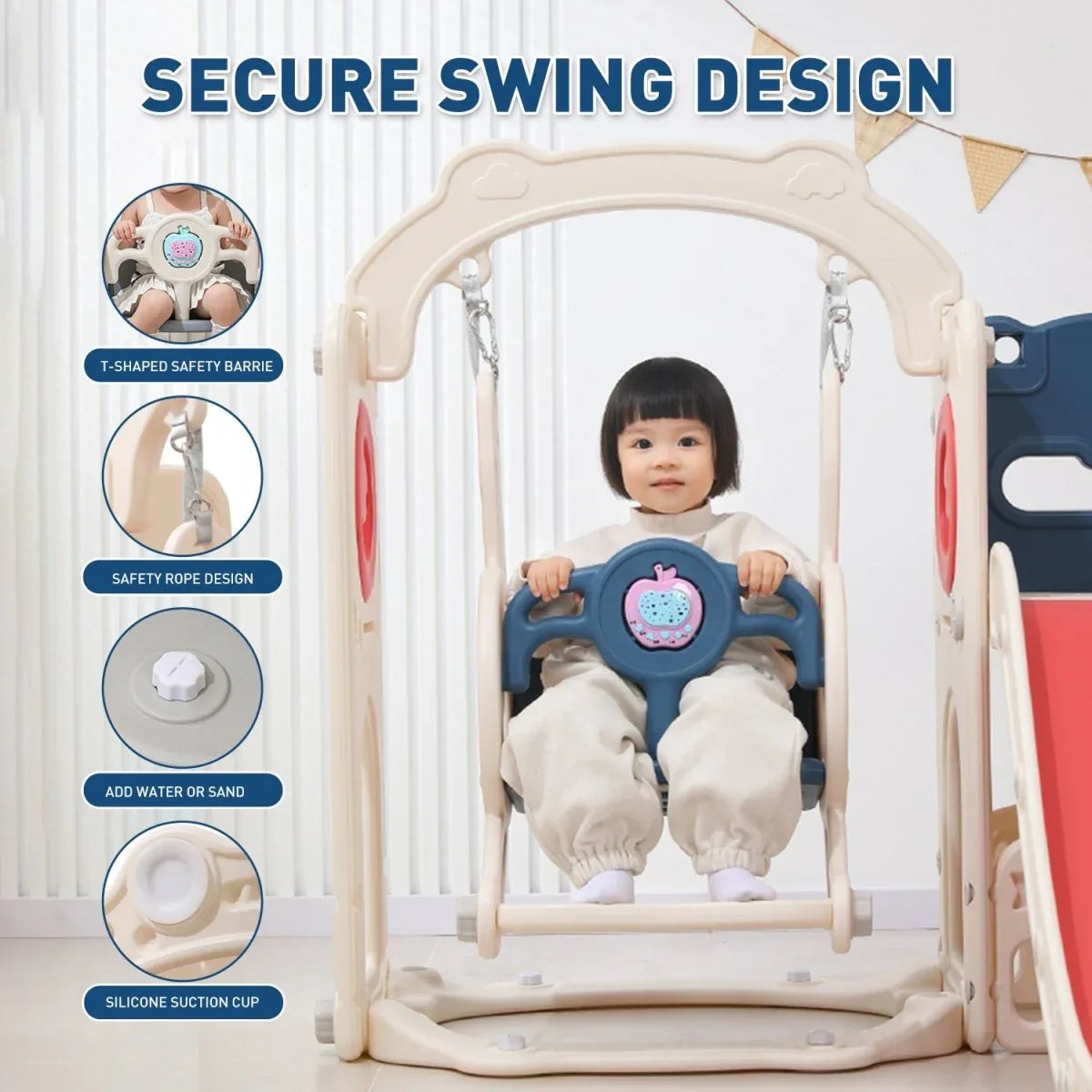 12-in-1 Toddler Indoor Outdoor Playset With Swing Slide - Omega Lifestyles