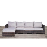 122 - Inch Handwoven HDPE Wicker Patio Sectional With Ottoman and Cushions - Serenova - Omega Lifestyles