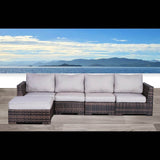 122 - Inch Handwoven HDPE Wicker Patio Sectional With Ottoman and Cushions - Serenova - Omega Lifestyles