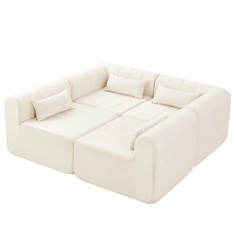 145-Inch 4-Seat Modular Foam Polyester Sectional Sofa - Omega Lifestyles