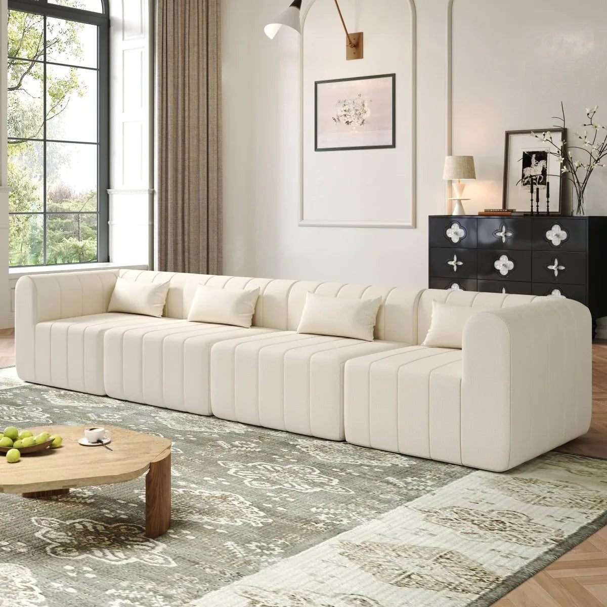 145-Inch 4-Seat Modular Foam Polyester Sectional Sofa - Omega Lifestyles