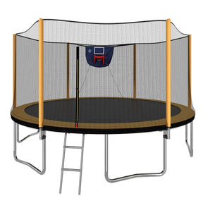 14FT Steel Outdoor Trampoline With Basketball Hoop Ladder - Omega Lifestyles