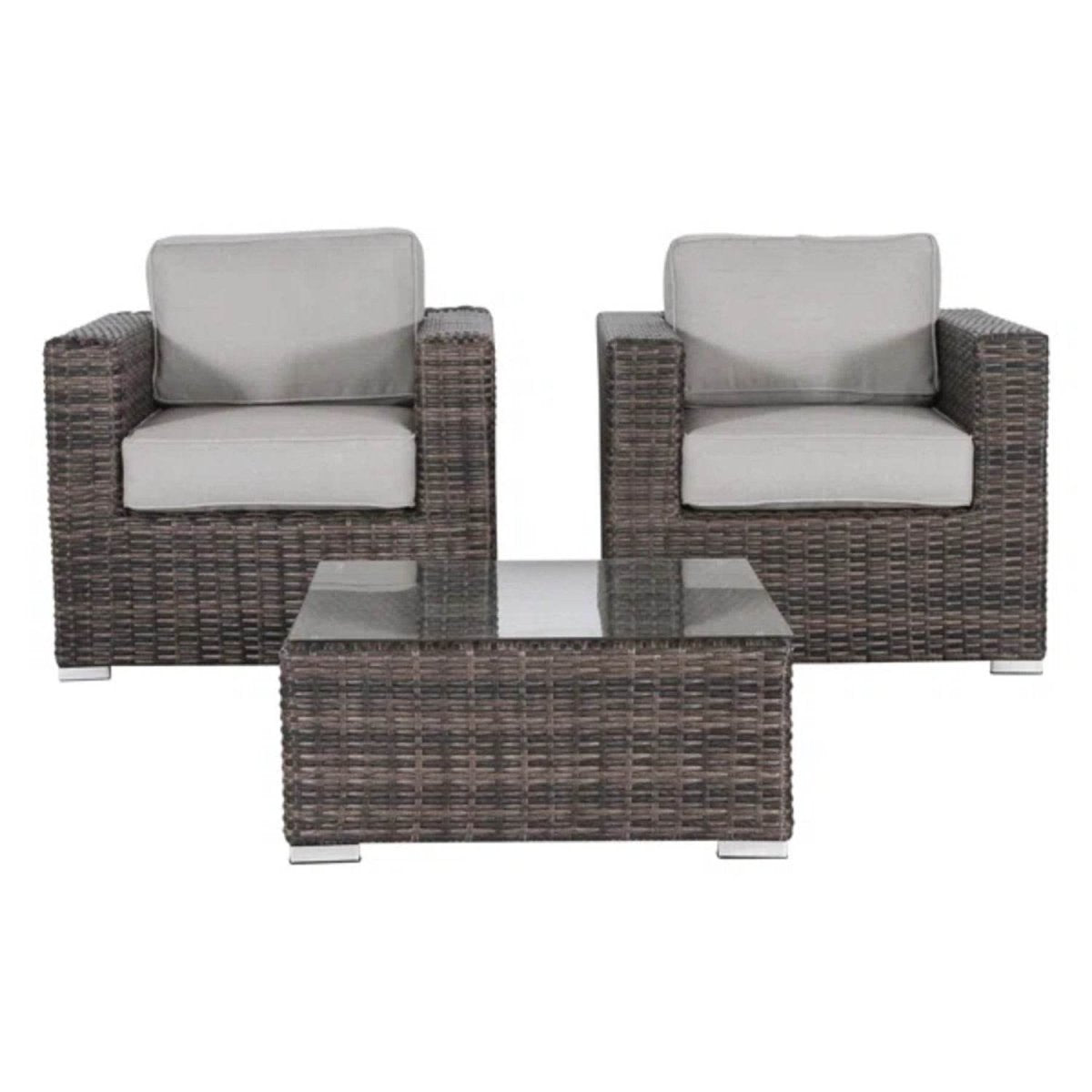 2 - Person Outdoor Rattan Wicker Seating Set With Cushions - Serenova - Omega Lifestyles