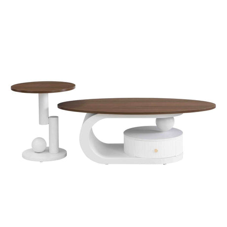 2-Piece Elegant MDF Metal Frame Coffee Table Set - Sleep Galleria