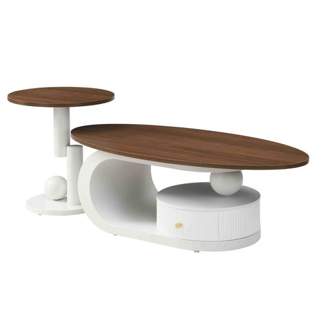 2-Piece Elegant MDF Metal Frame Coffee Table Set - Sleep Galleria