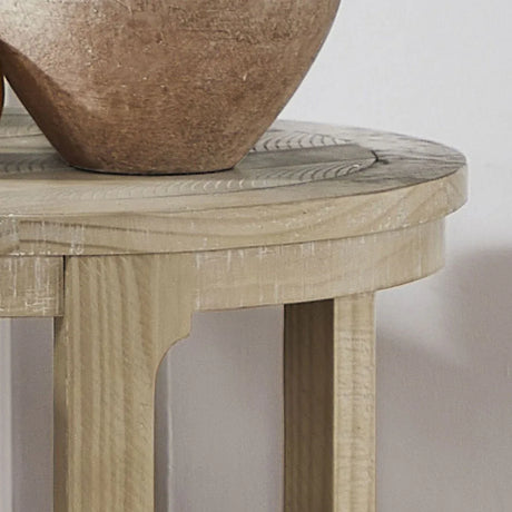 2-Piece Mid Century Rustic Oak Round Side Table Set - Omega Lifestyles