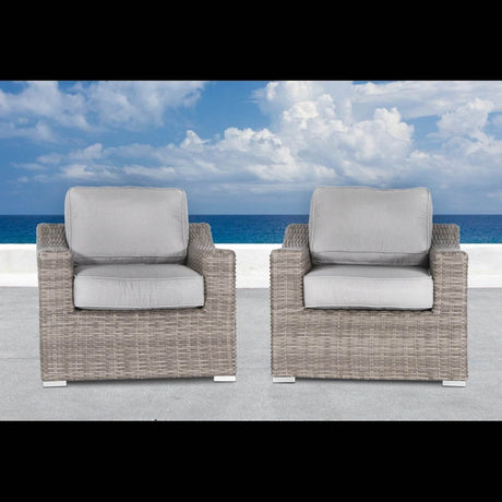 2 - Piece Modern Wicker Patio Armchair Set With Cushions - Serenova - Omega Lifestyles