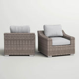 2 - Piece Modern Wicker Patio Armchair Set With Cushions - Serenova - Omega Lifestyles