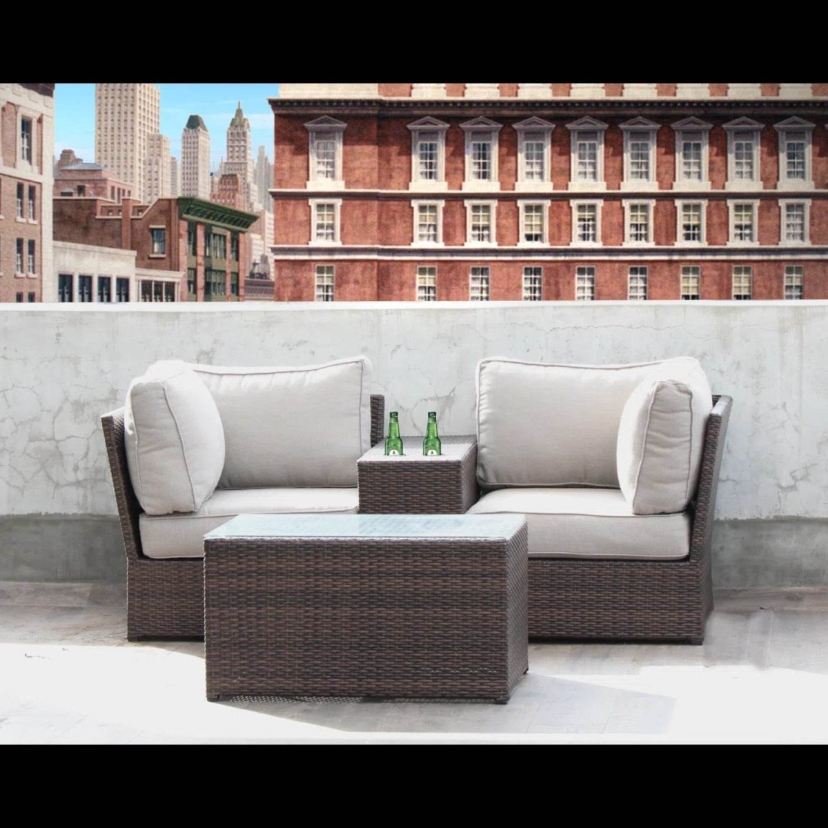 2 - Piece Outdoor Rattan Wicker Seating Set With Cushions - Serenova - Omega Lifestyles