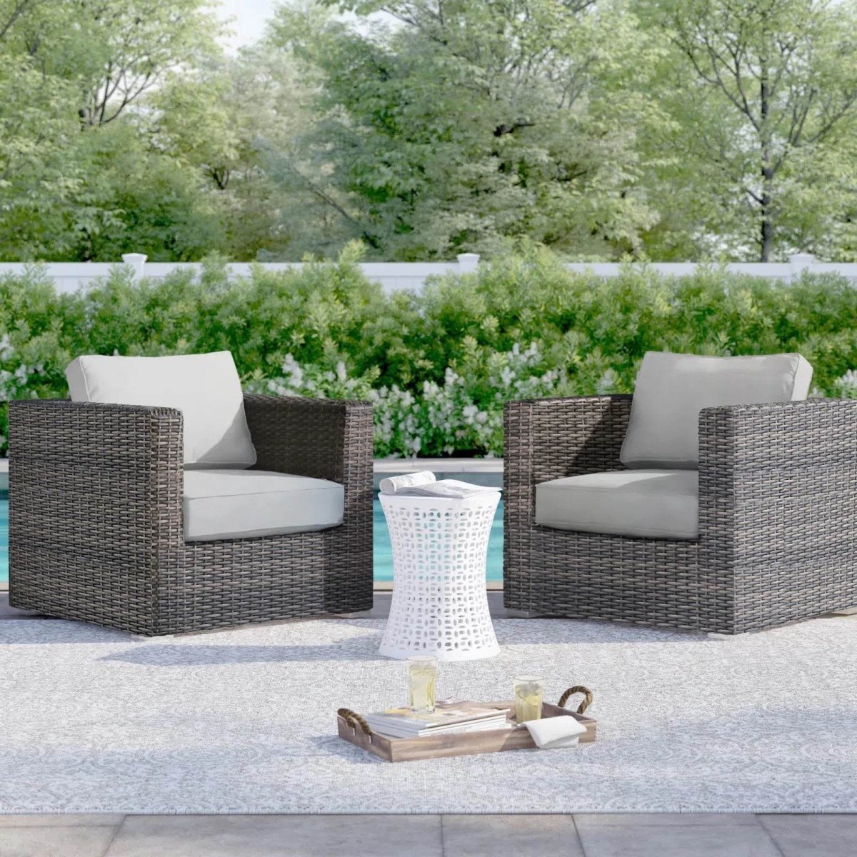 2 - Piece Outdoor Wicker Patio Club Chair Set With Cushions - Serenova - Omega Lifestyles