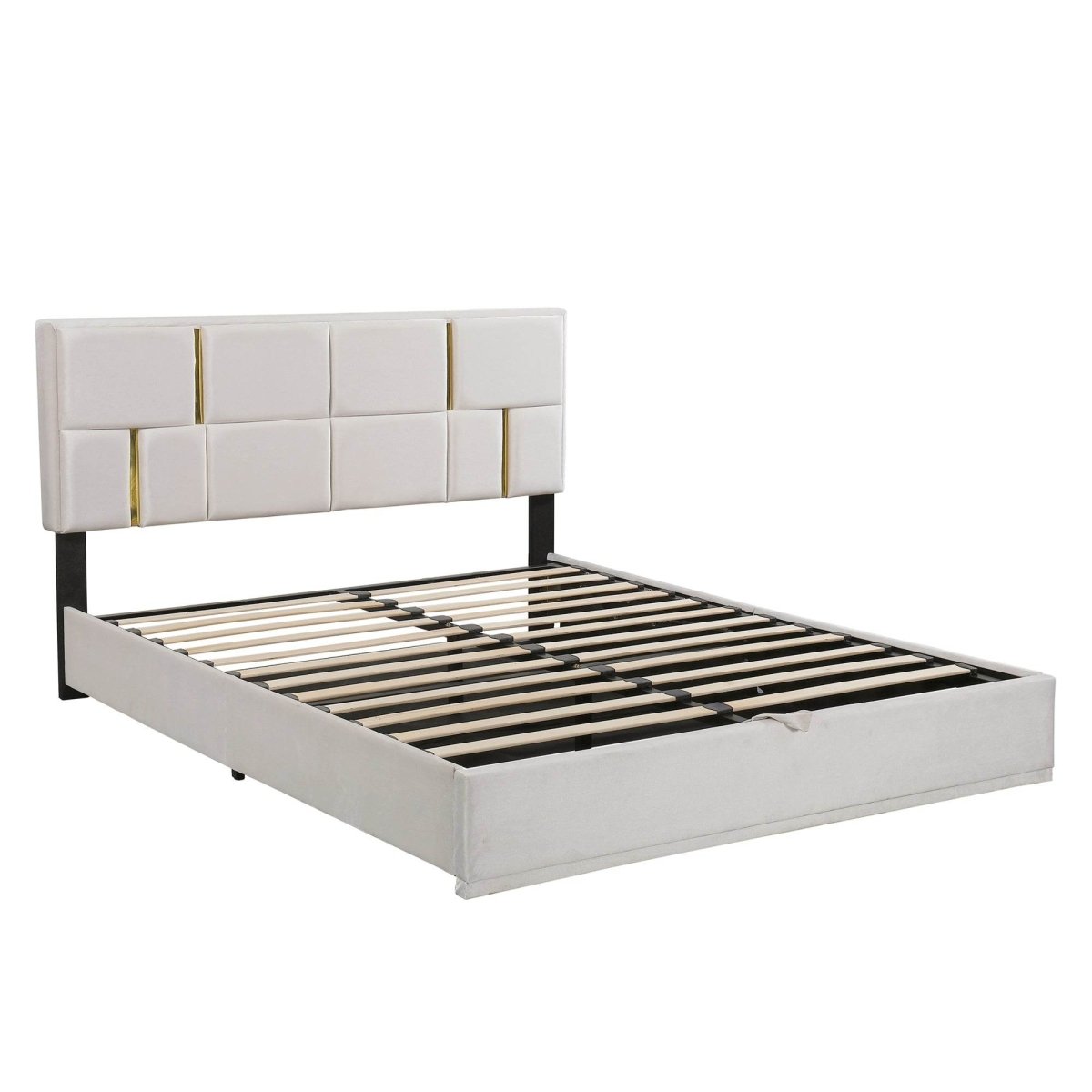 2-Piece Queen Upholstered Platform Bed With Ottoman Storage - Omega Lifestyles