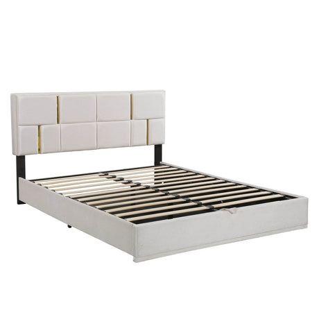 2-Piece Queen Upholstered Platform Bed With Ottoman Storage - Omega Lifestyles