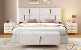 2-Piece Queen Upholstered Platform Bed With Ottoman Storage - Omega Lifestyles