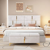 2-Piece Queen Upholstered Platform Bed With Ottoman Storage - Omega Lifestyles
