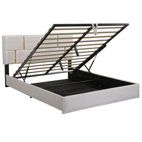 2-Piece Queen Upholstered Platform Bed With Ottoman Storage - Omega Lifestyles