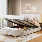 2-Piece Queen Upholstered Platform Bed With Ottoman Storage - Omega Lifestyles
