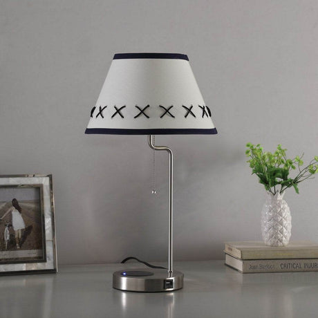 20-Inch Brushed Silver Metal Table Lamp With USB Charging - Sleep Galleria