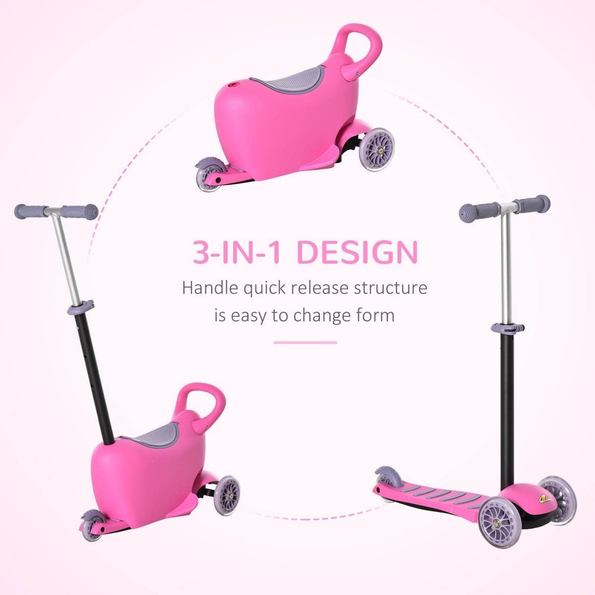 3 - in - 1 Adjustable Handlebar Kids Ride On Scooter - Serenova - Omega Lifestyles