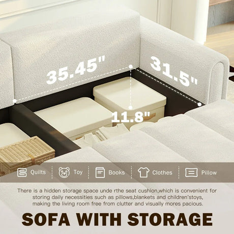 3-In-1 Convertible Teddy Fabric Sleeper Sofa Bed - Omega Lifestyles