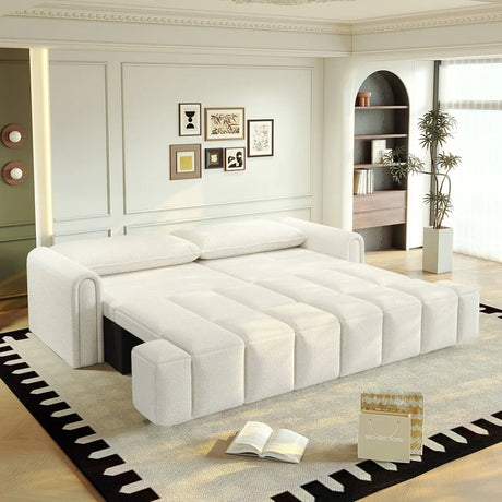 3-In-1 Convertible Teddy Fabric Sleeper Sofa Bed - Omega Lifestyles