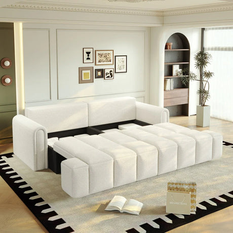 3-In-1 Convertible Teddy Fabric Sleeper Sofa Bed - Omega Lifestyles