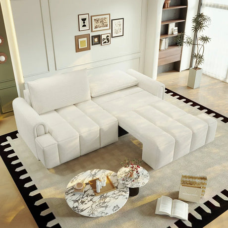 3-In-1 Convertible Teddy Fabric Sleeper Sofa Bed - Omega Lifestyles