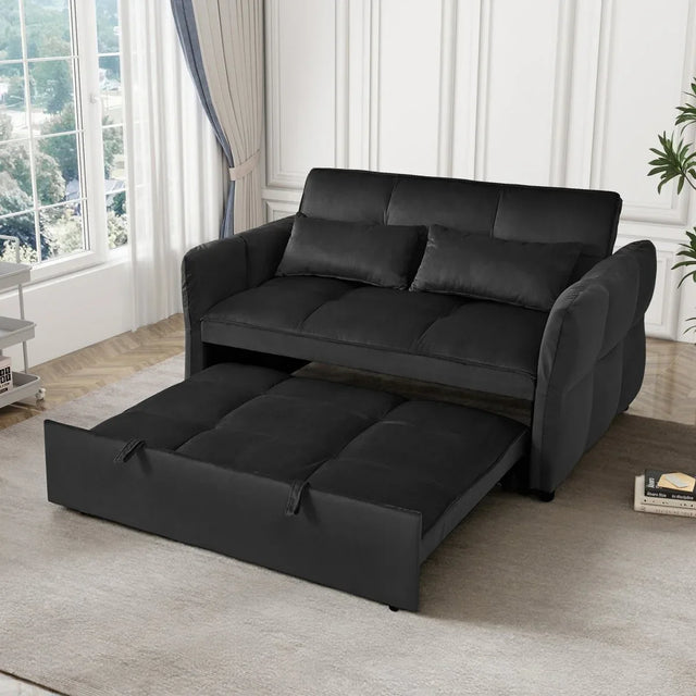 3-in-1 Convertible Velvet Sofa Bed With Reclining Backrest - Omega Lifestyles