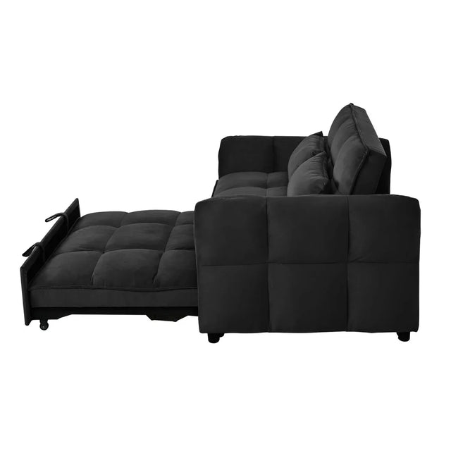 3-in-1 Convertible Velvet Sofa Bed With Reclining Backrest - Omega Lifestyles