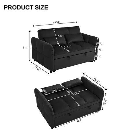 3-in-1 Convertible Velvet Sofa Bed With Reclining Backrest - Omega Lifestyles