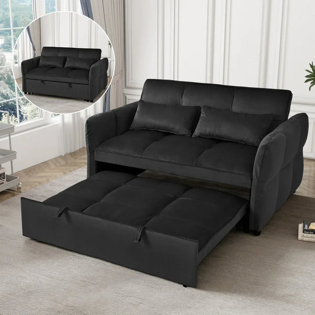 3-in-1 Convertible Velvet Sofa Bed With Reclining Backrest - Omega Lifestyles
