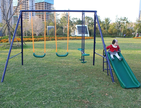 3-in-1 Kids Swing Set With Slide And Glider - Omega Lifestyles