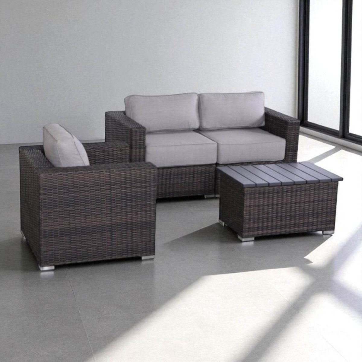 3 - Person Coastal Outdoor Seating Set With Cushions - Serenova - Omega Lifestyles