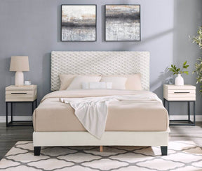 3-Piece Contemporary Plush Upholstered Platform Bed Set - Omega Lifestyles