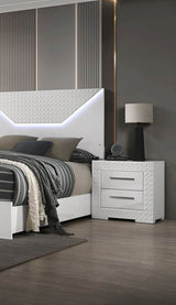3-Piece Contemporary White Gloss Bedroom Set With LED - Omega Lifestyles
