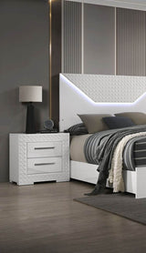 3-Piece Contemporary White Gloss Bedroom Set With LED - Omega Lifestyles
