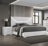 3-Piece Contemporary White Gloss Bedroom Set With LED - Omega Lifestyles