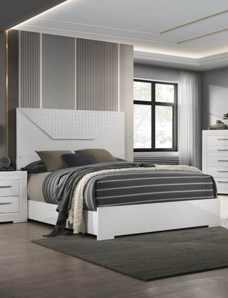 3-Piece Contemporary White Gloss Bedroom Set With LED - Omega Lifestyles